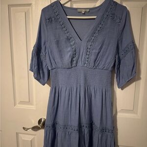 Blue Lace Trim Dress
